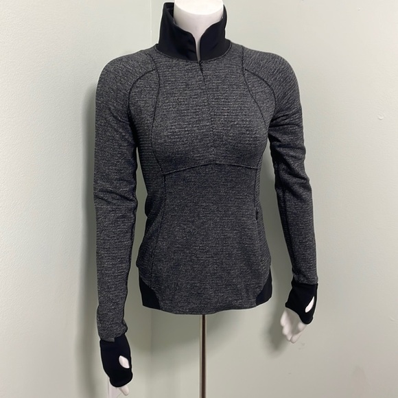 Lululemon Women Runderful Gray Fitted Running Top Half Zip Pullover Size 4 Small - Picture 1 of 9